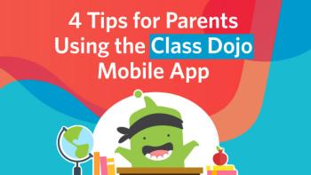 Class Dojo mascot sitting at the teacher's desk