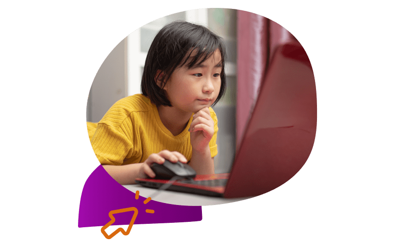 young girl on a computer